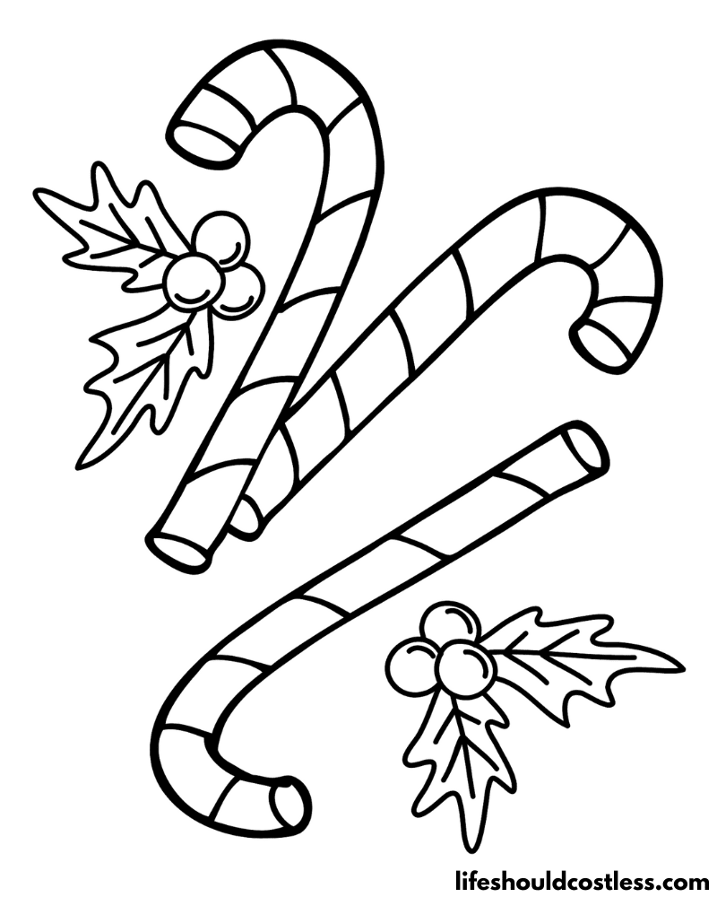 Candy Cane Colouring Pages Example
