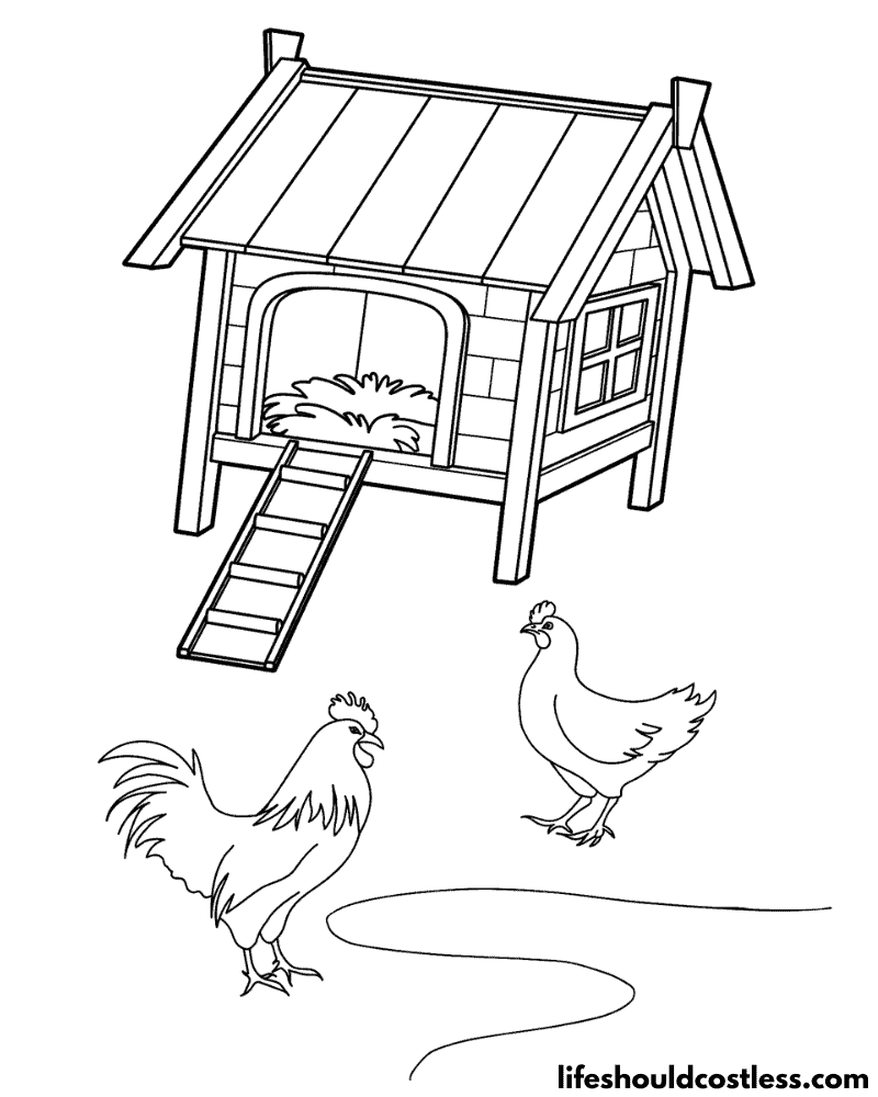 chicken coop coloring page