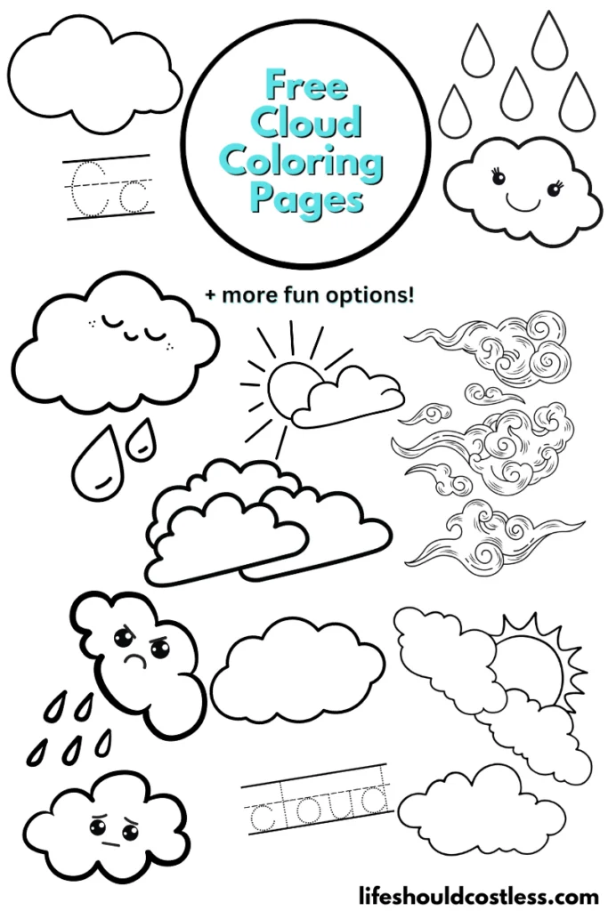 types of clouds coloring pages