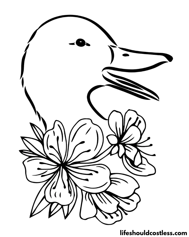 Coloring Page Ducks Floral Example