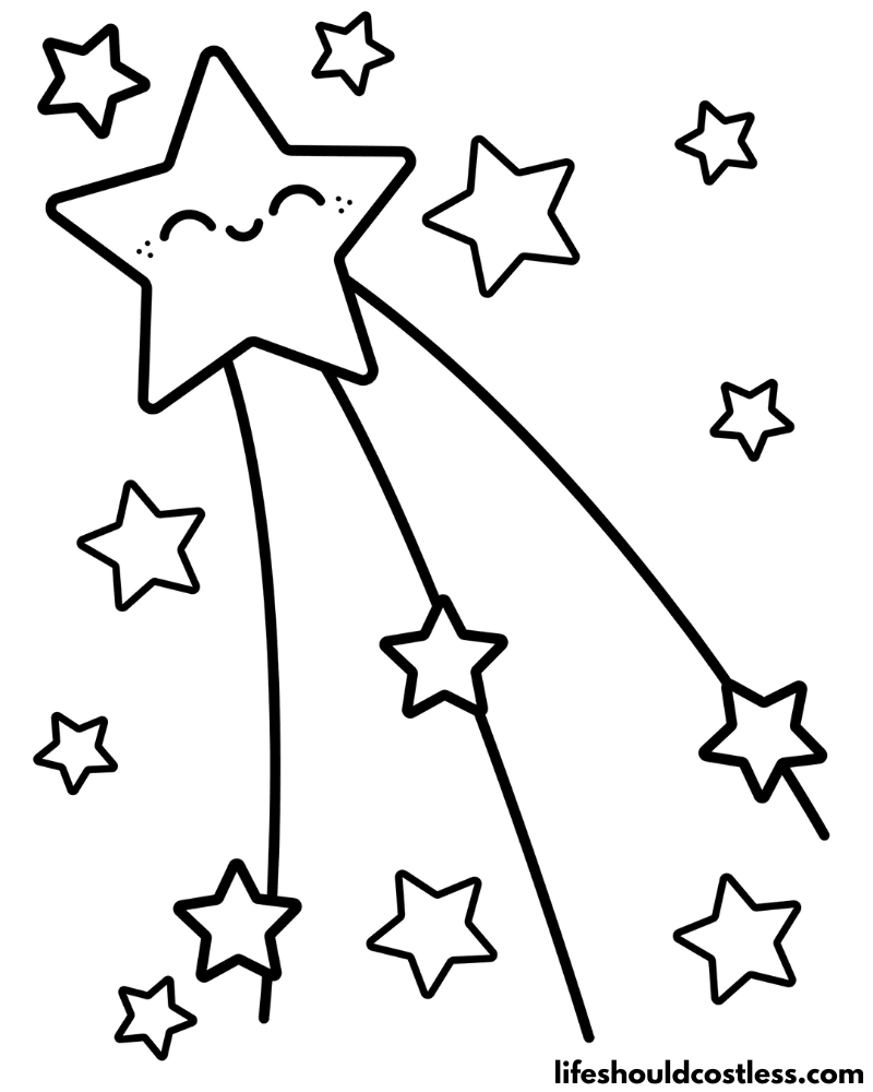 Coloring Page Star Kawaii Example