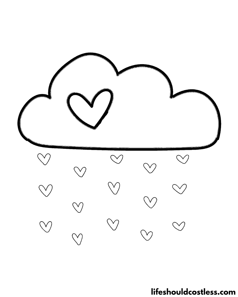 Coloring Pages Rain Hearts Example