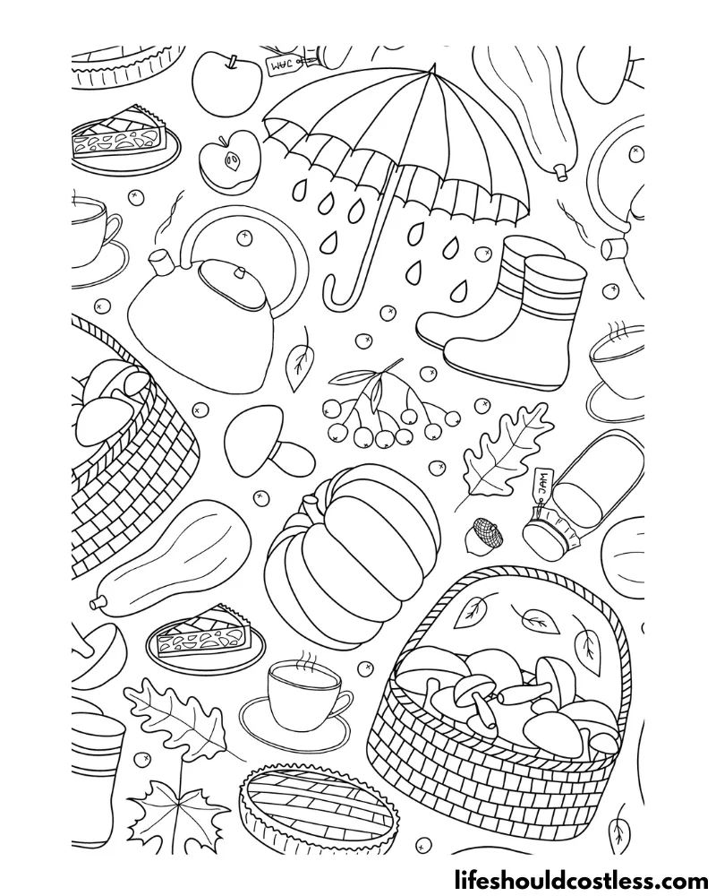 Doodles Rainy Coloring Page Example
