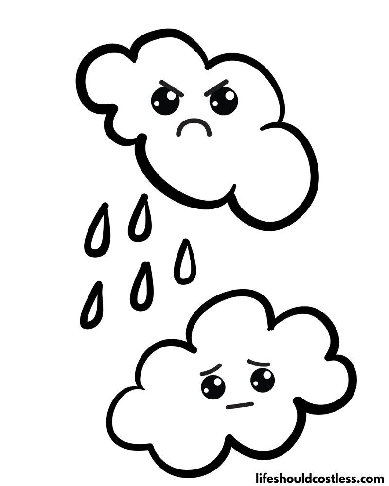 Emotions Kawaii Clouds Coloring Page Example