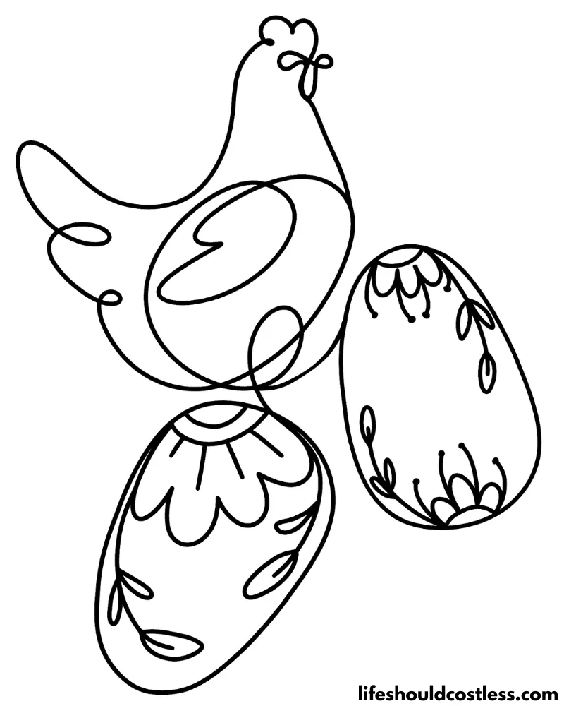 Floral Chicken Colouring Sheets Example