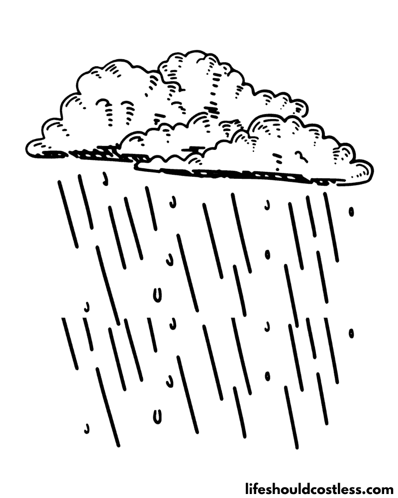 Free Printable Rainy Day Coloring Pages Example
