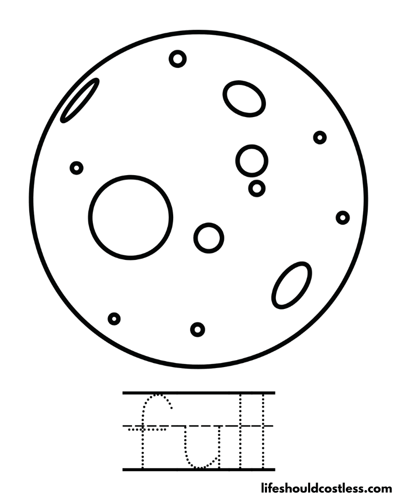 Full Moon Phase Coloring Page Example