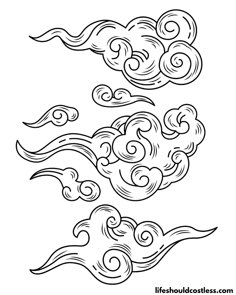 Gusty Wind Clouds Colouring Pages Example