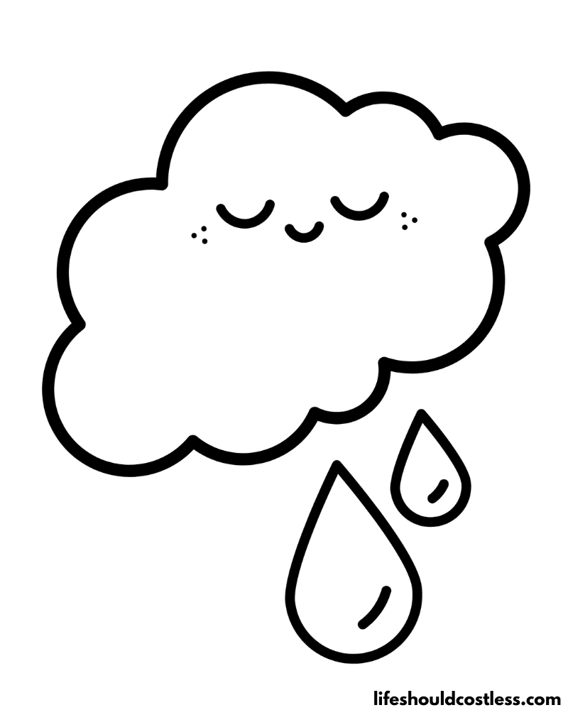 Kawaii Cloud Colouring Page Example