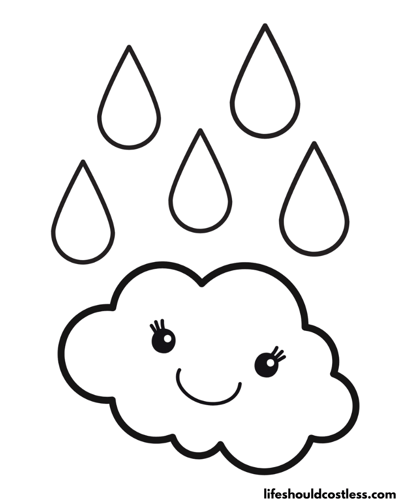 Kawaii Cloud Colouring Pages Example