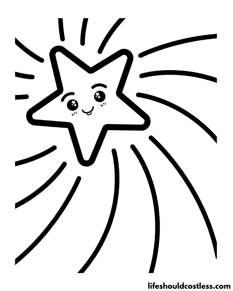 Kawaii Star Coloring Page Example