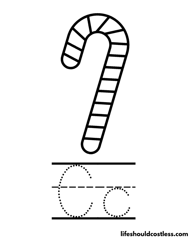 Letter C Is For Candy Cane Coloring Page Example