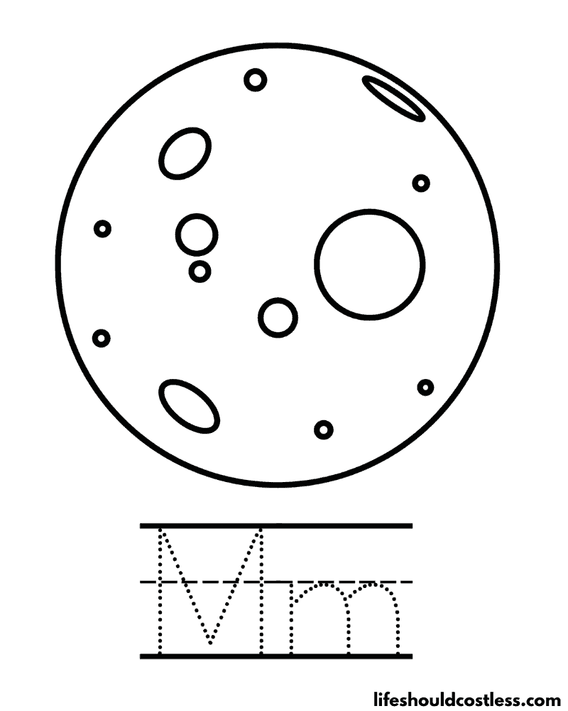 Letter M Is For Moon Coloring Page Example