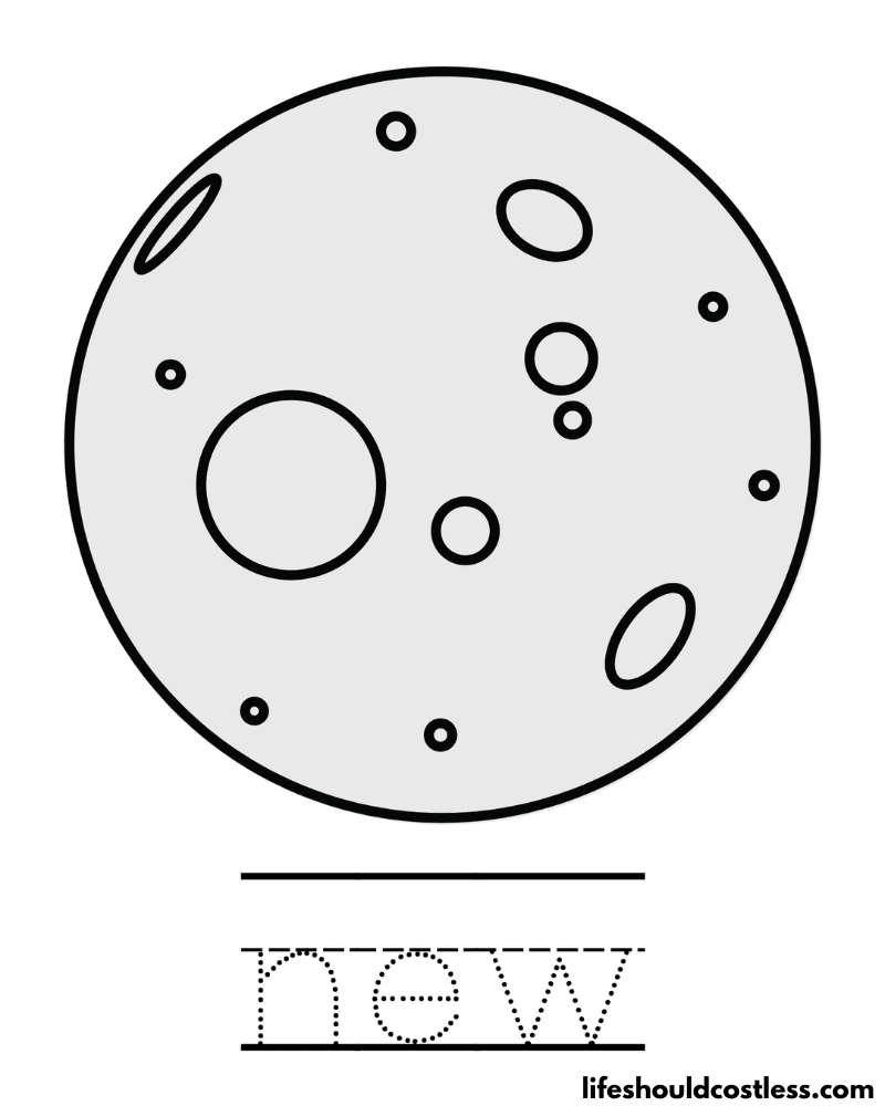 New Moon Phase Coloring Page Example