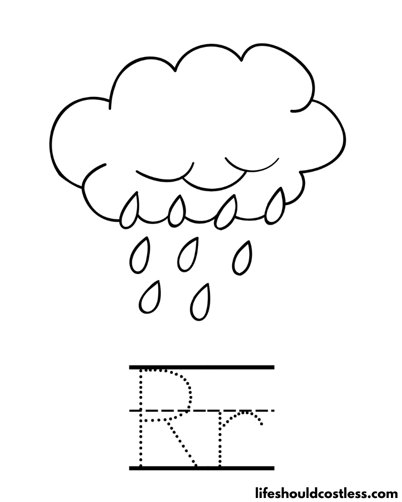 letter R Is For Rain Coloring Page Example