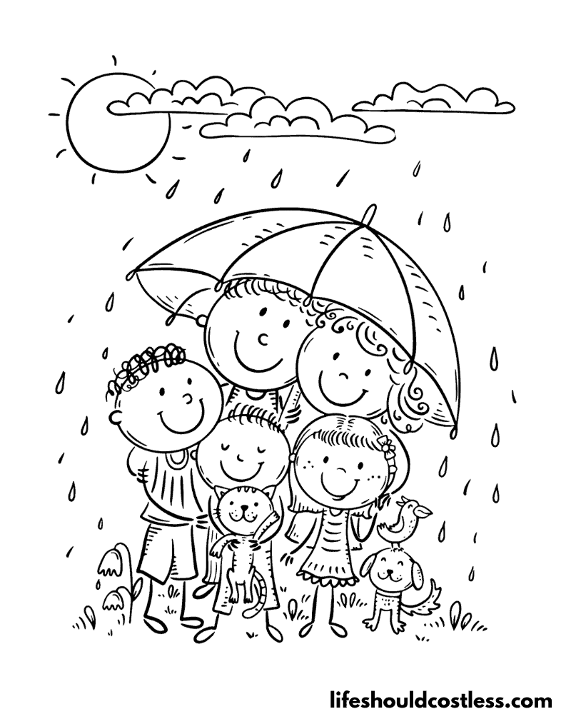 Rain coloring page example