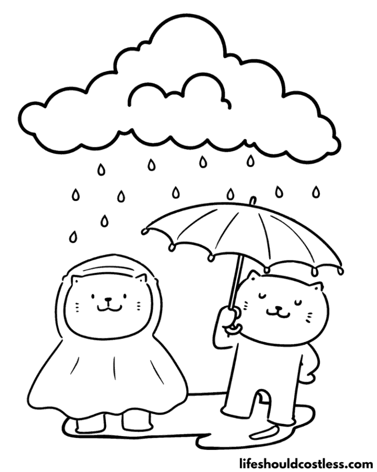 Rain Coloring Pages (free PDF prints) - Life Should Cost Less