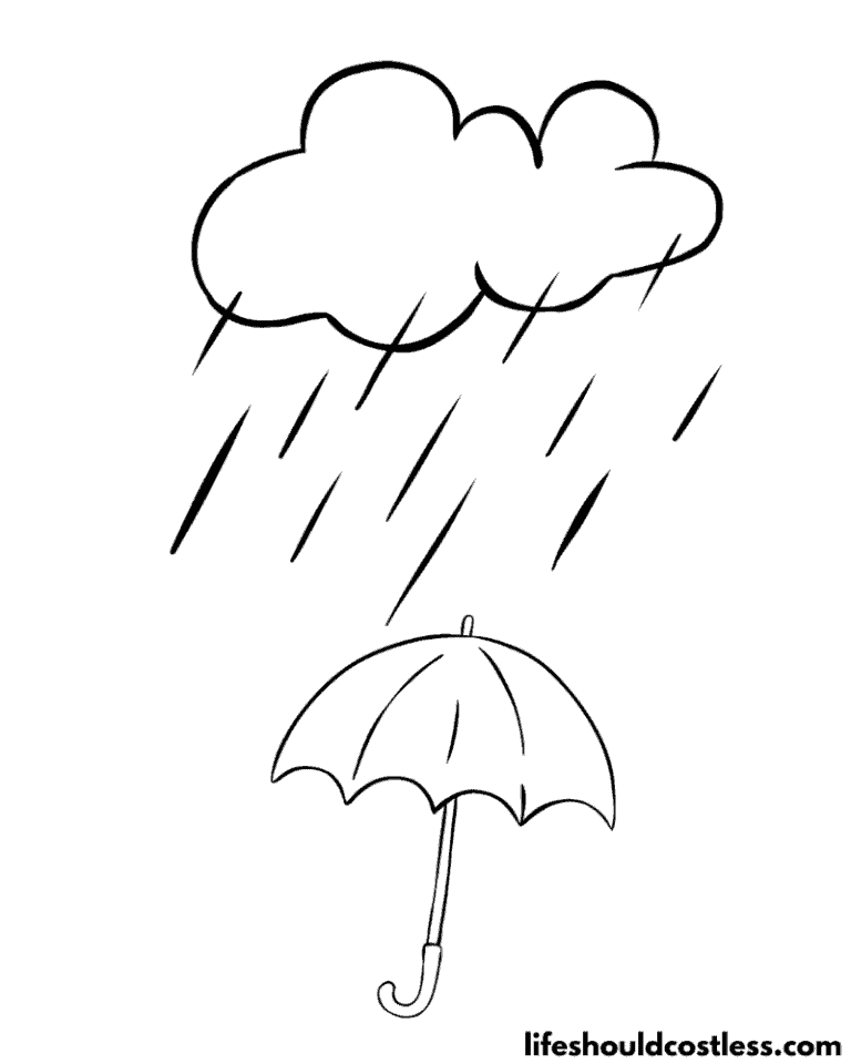 Rain Coloring Pages (free PDF prints) - Life Should Cost Less