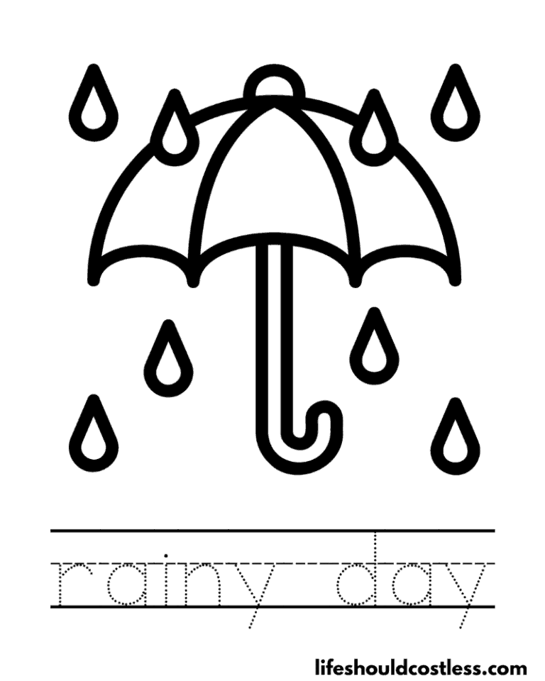 Rain Coloring Pages (free PDF prints) - Life Should Cost Less