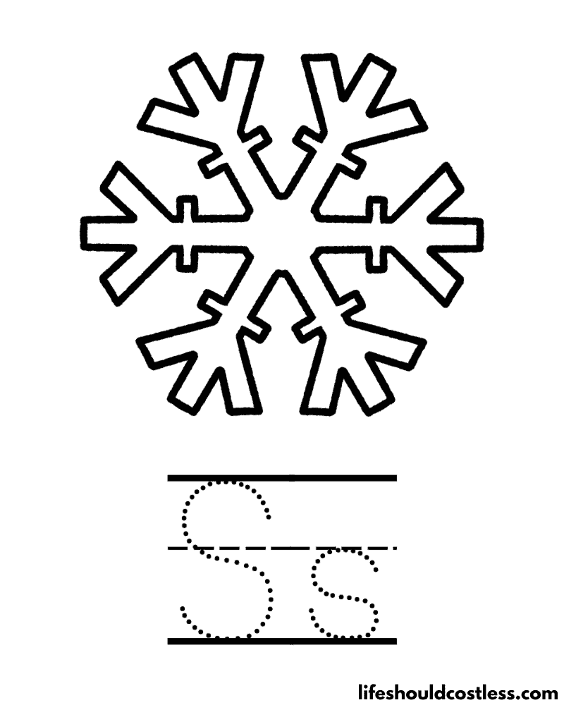 Letter S Is For Snowflake Coloring Page Example