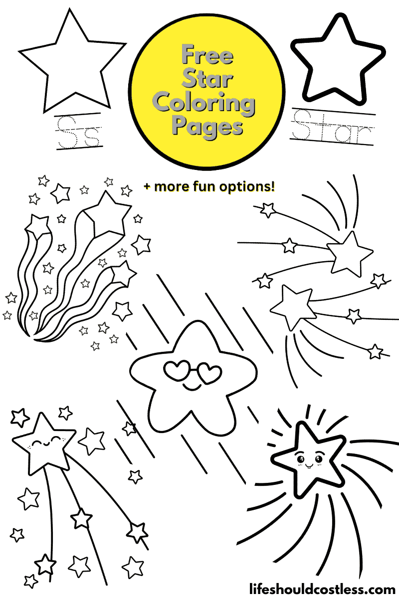 Star Coloring Pages (free PDF prints) - Life Should Cost Less