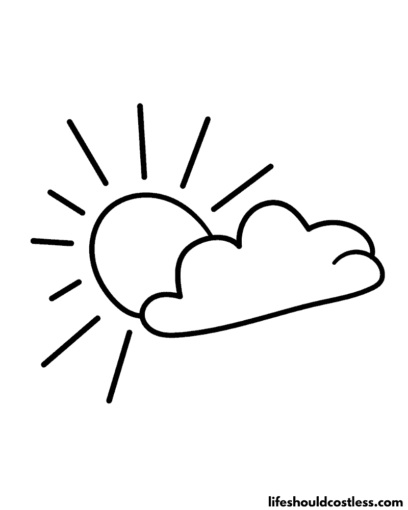Sun And Cloud Coloring Page Example