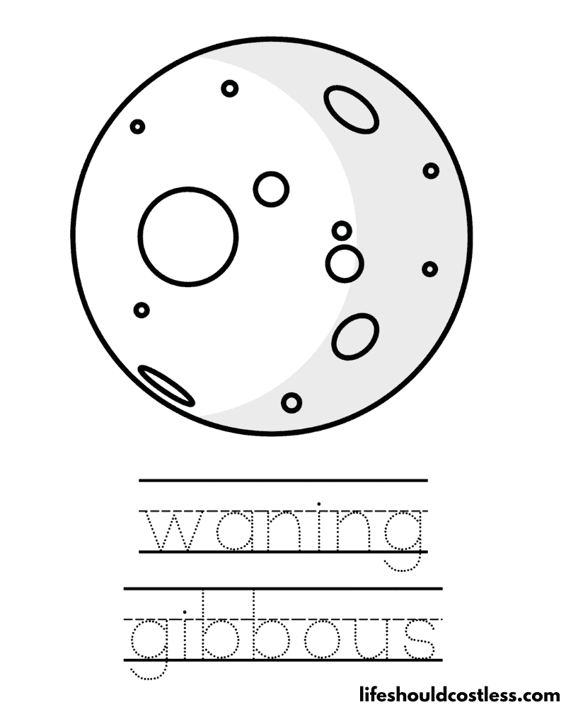 Waning Gibbous Moon Phase Coloring Page Example
