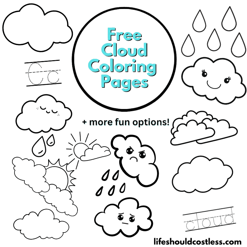 types of cloud coloring pages