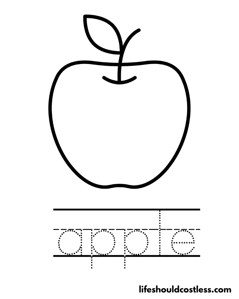 letter a apple coloring pages