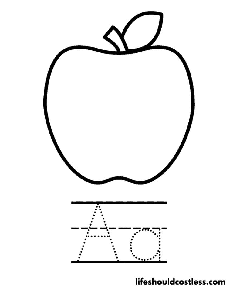 A For Apple Coloring Worksheet Printable