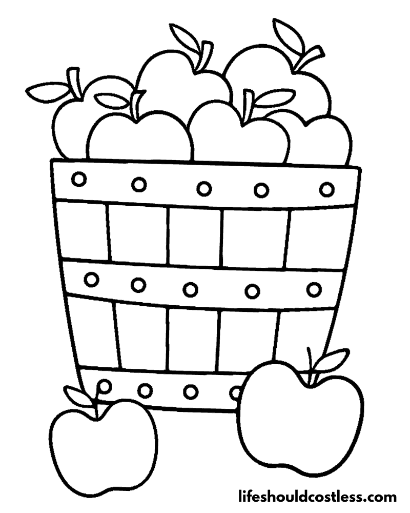 Apple Basket Apple Coloring Sheet Example