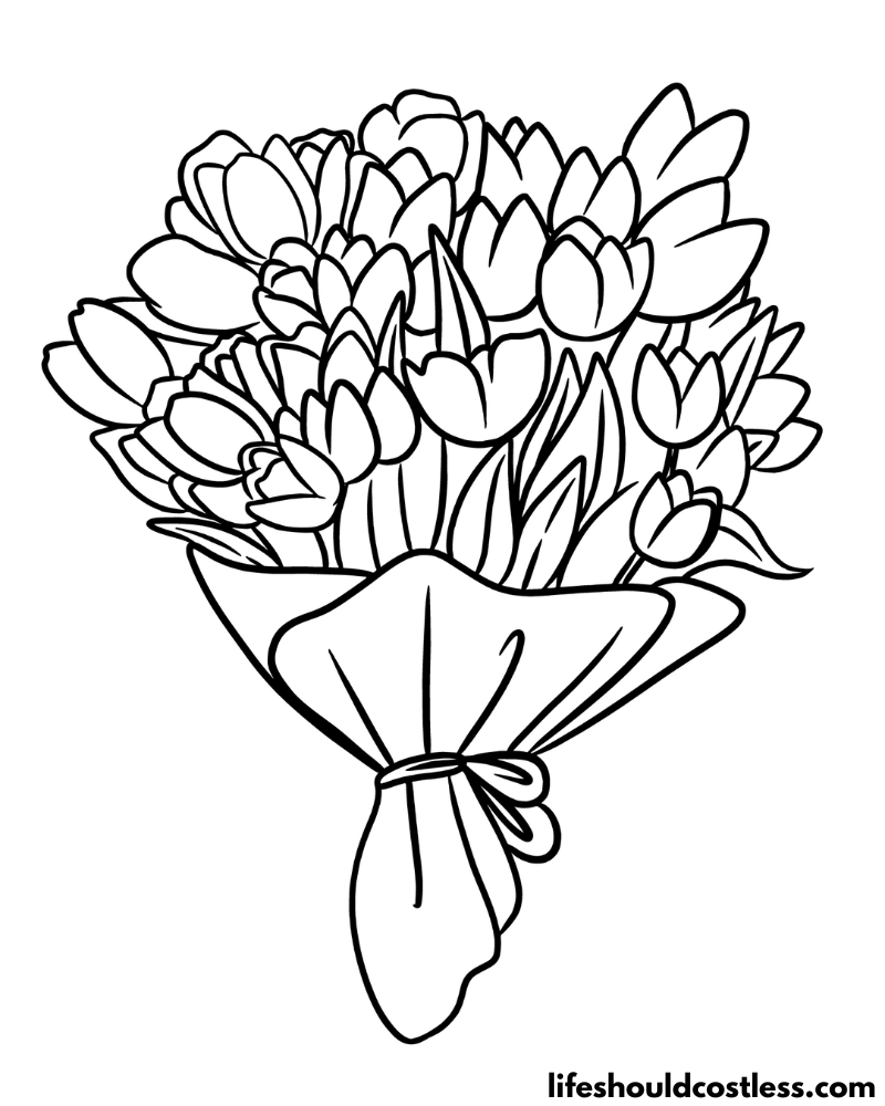 Bouquet Tulips Coloring Page Example