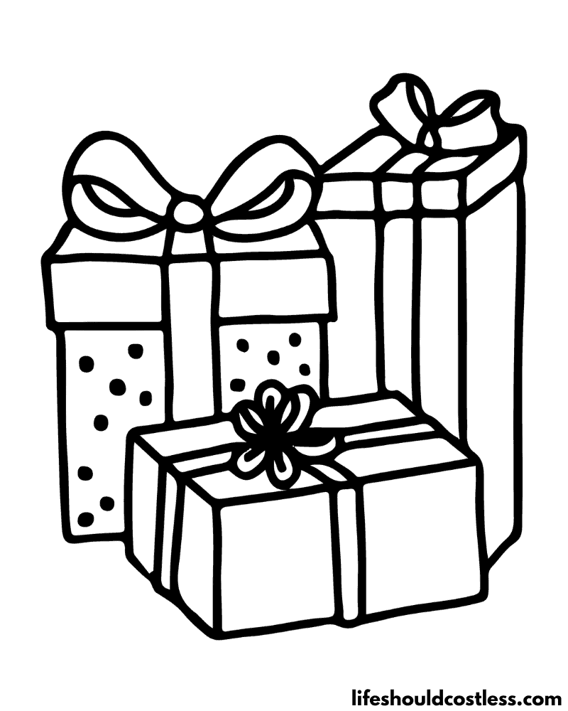 Christmas Presents Coloring Page Example