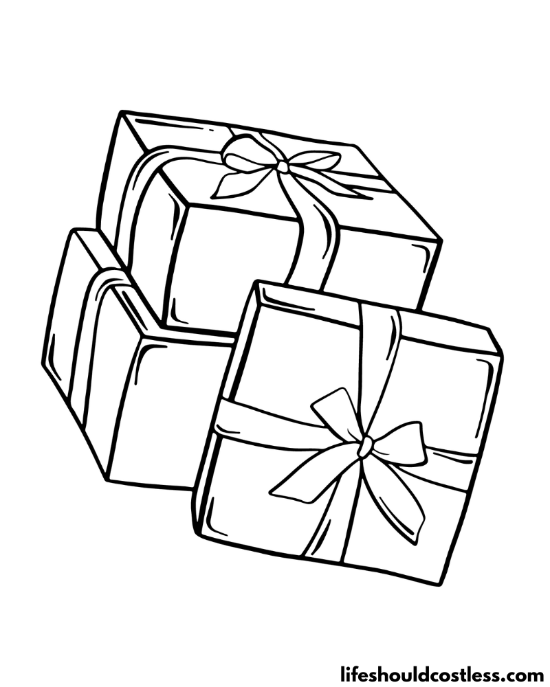 Christmas Presents Colouring Pages Example