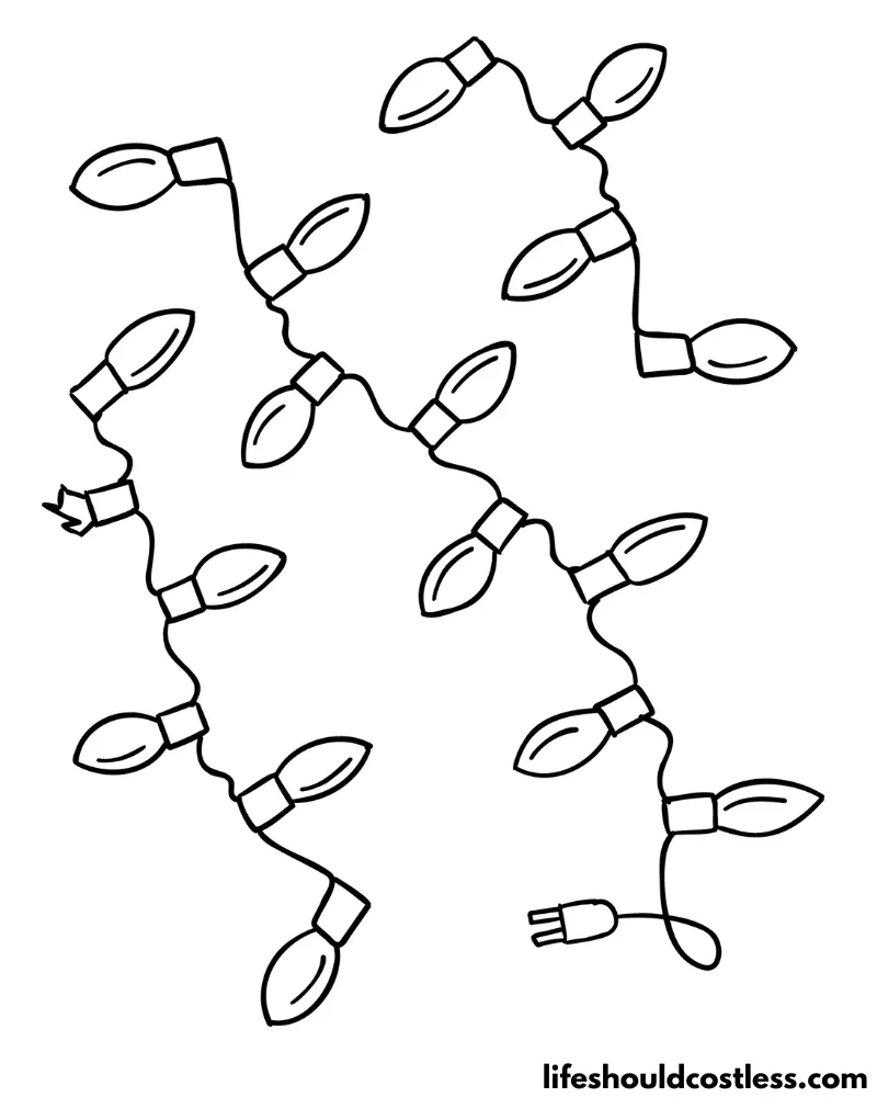 Christmas lights coloring page Example
