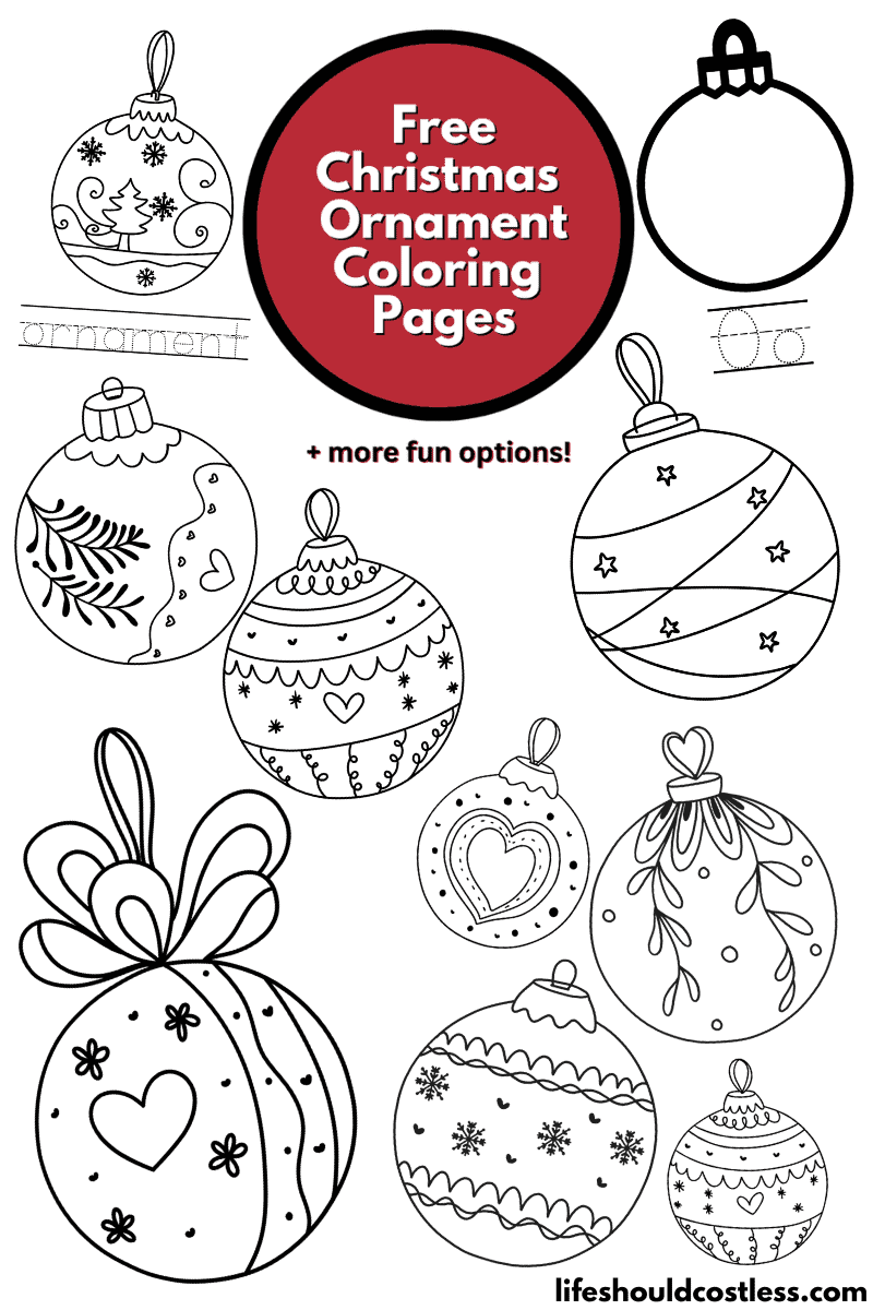 Christmas Ornament Coloring Pages (free printable PDF template) Life