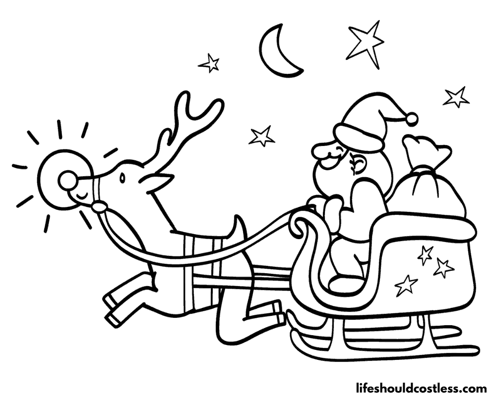Coloring Page Rudolph And Santa Example