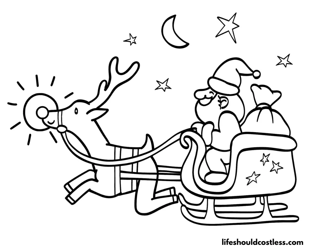 Coloring Page Rudolph And Santa Example