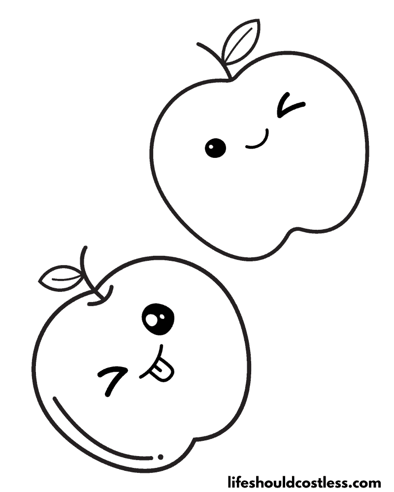 Kawaii coloring page of apples example