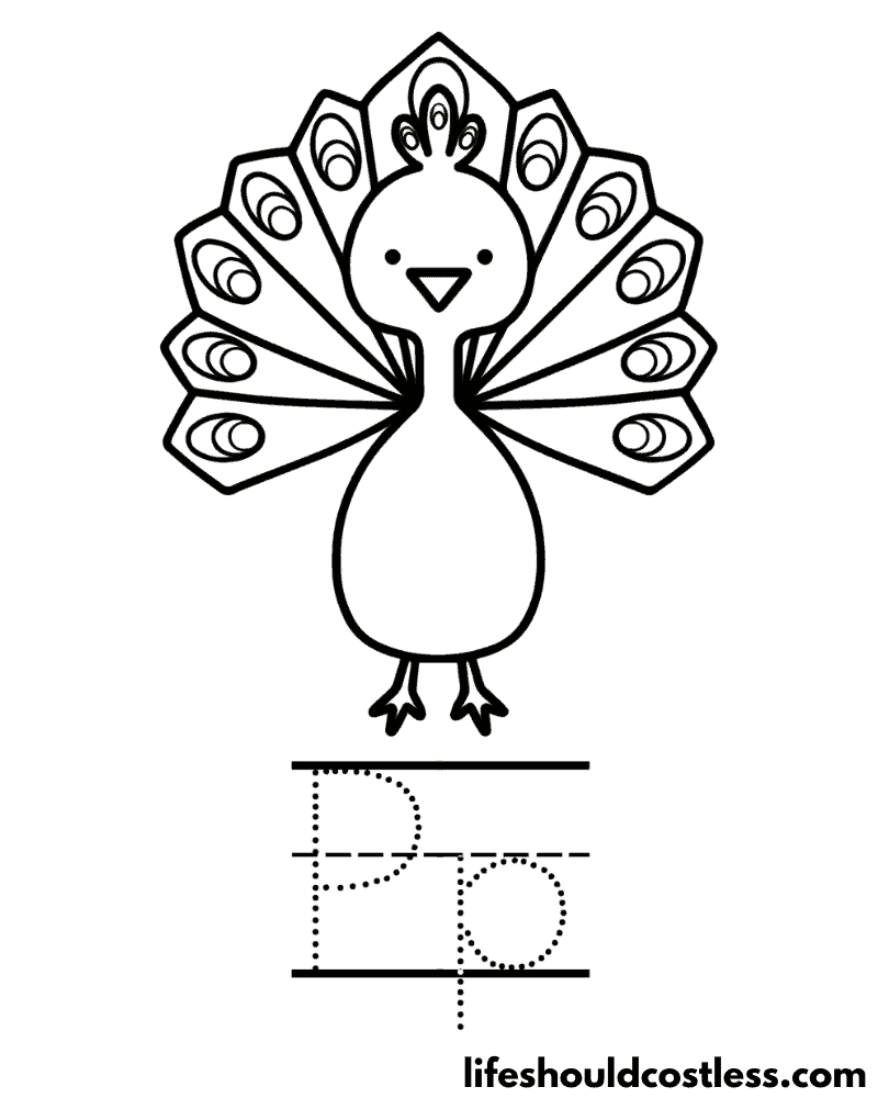Letter P Is For Peacock Coloring Page Example