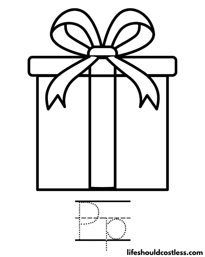 Letter P Is For Present Coloring Page Example