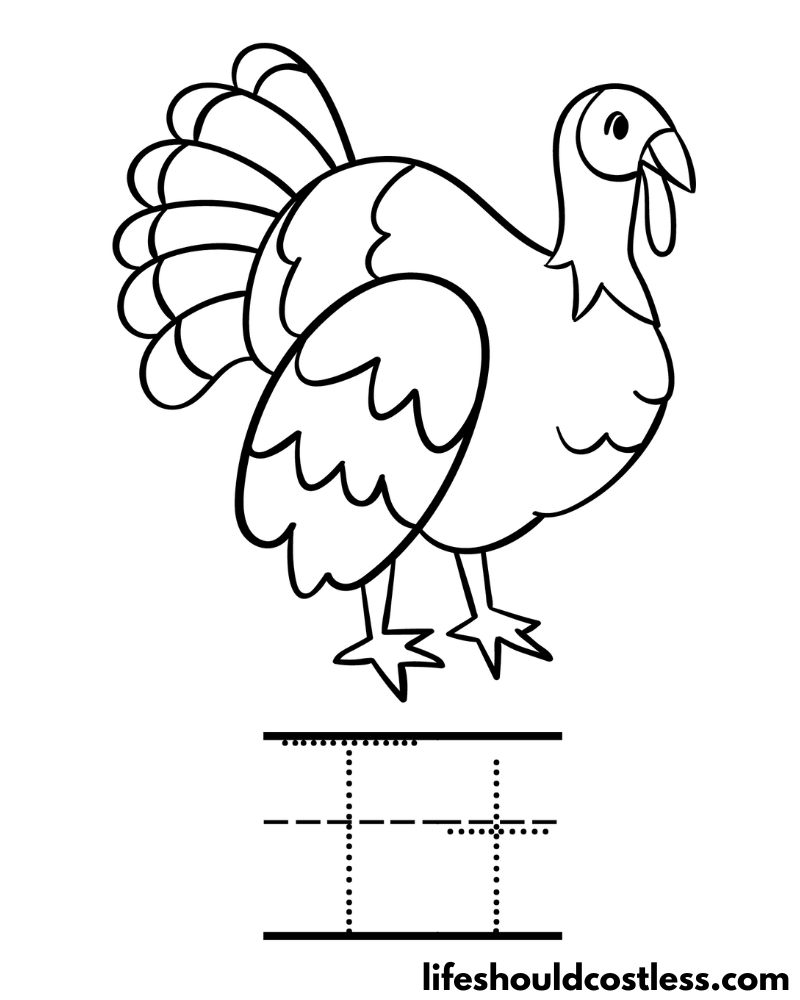 Letter T Is For Turkey Coloring Page Example