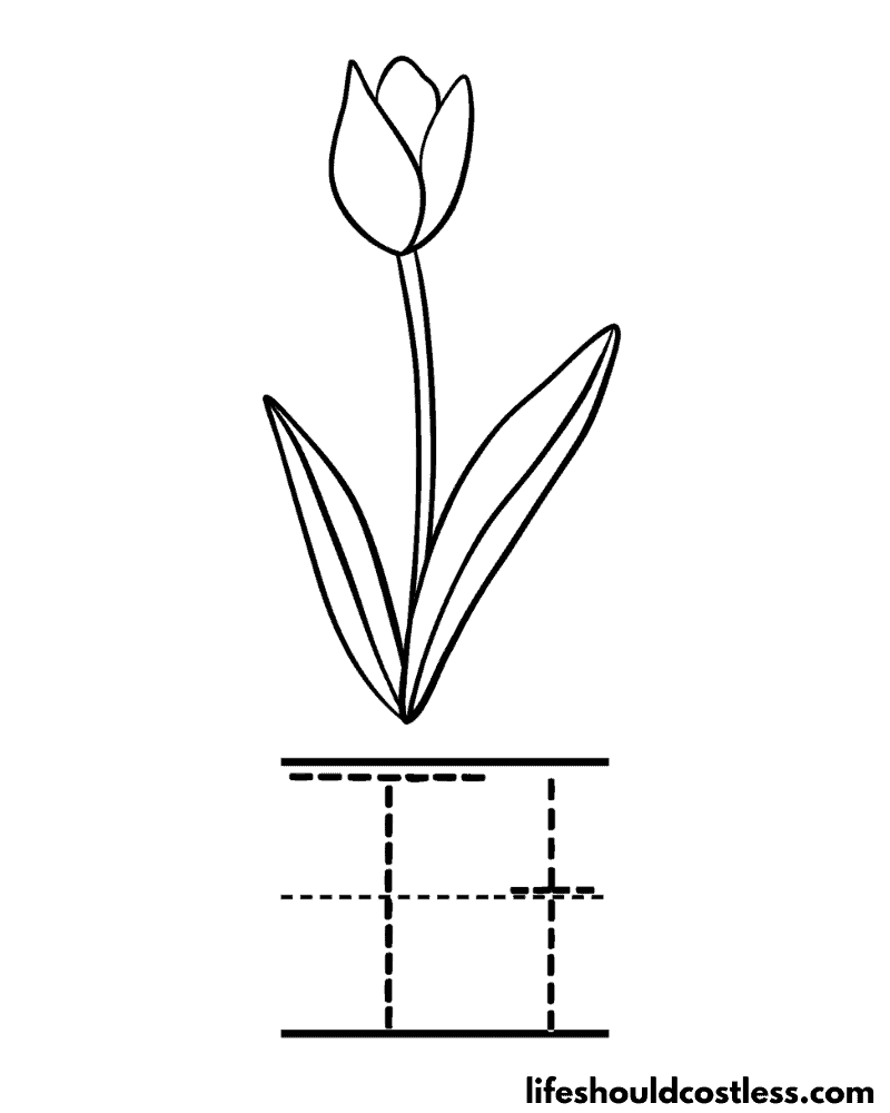 Letter T is for tulip coloring page example