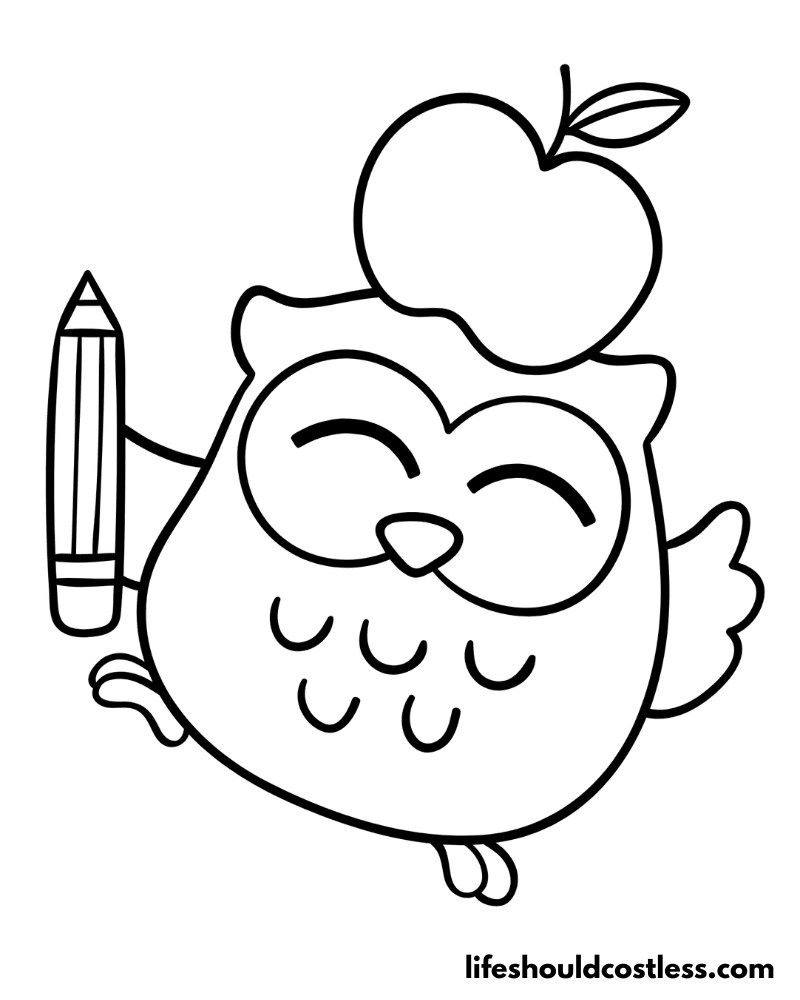 Owl Apple Colouring Page Example