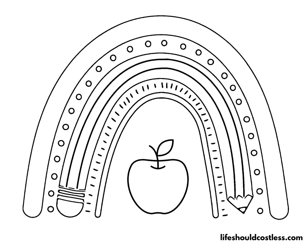 Rainbow Apple Colouring Pages Example