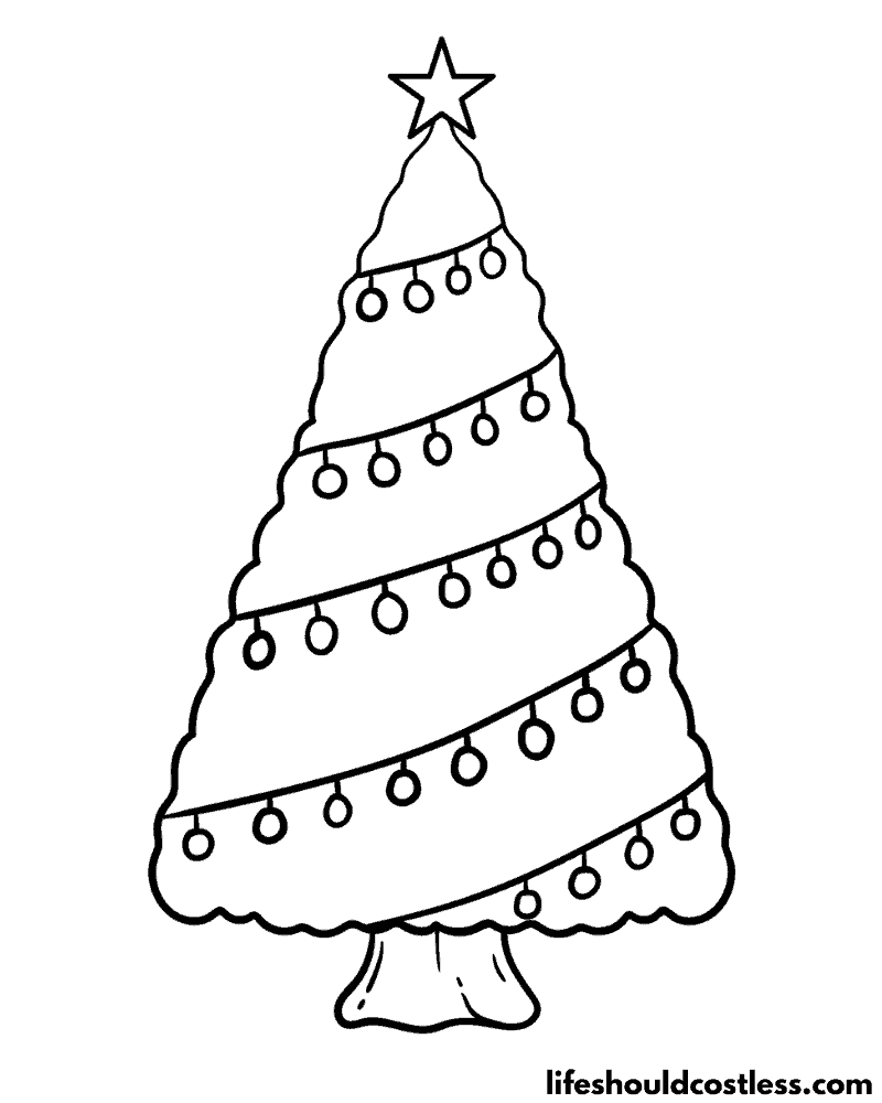 Tree Christmas Light Coloring Pages Example