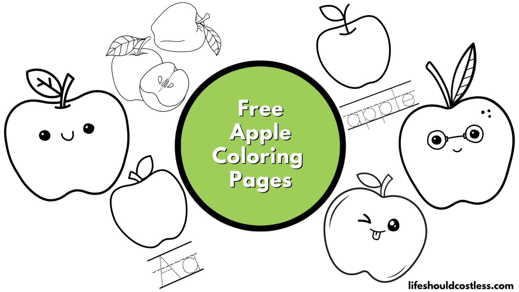 Free Printable Large, Medium, Small Apple Templates  Apple template, Apple  coloring pages, Templates printable free