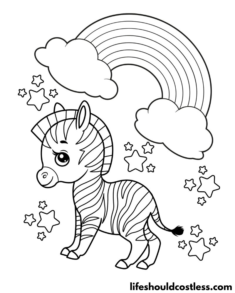 Coloring Pages Of A Zebra And Rainbow Example