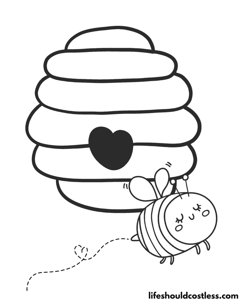 Colouring In Bee With Hive Example