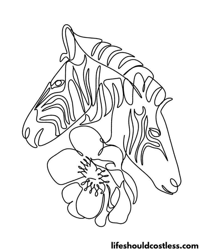 Floral Zebras Coloring Pages Example